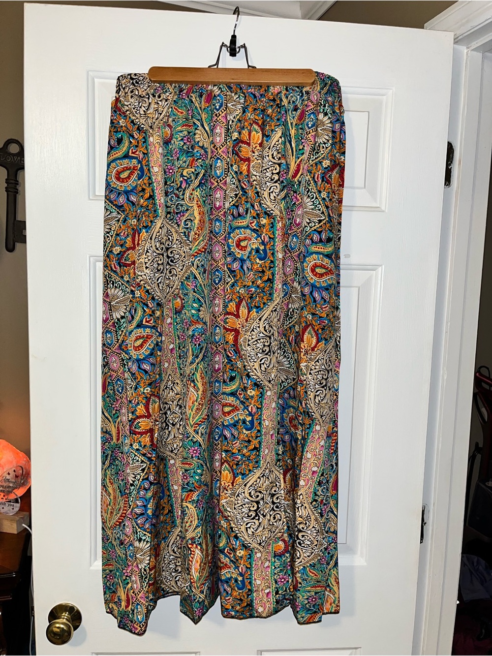 SHEIN Teal Multicolor Paisley Maxi Skirt